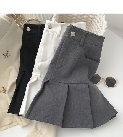 Y2K Vintage High Waist Pleated Skirt Women College Style Uniforms Safety Pants M