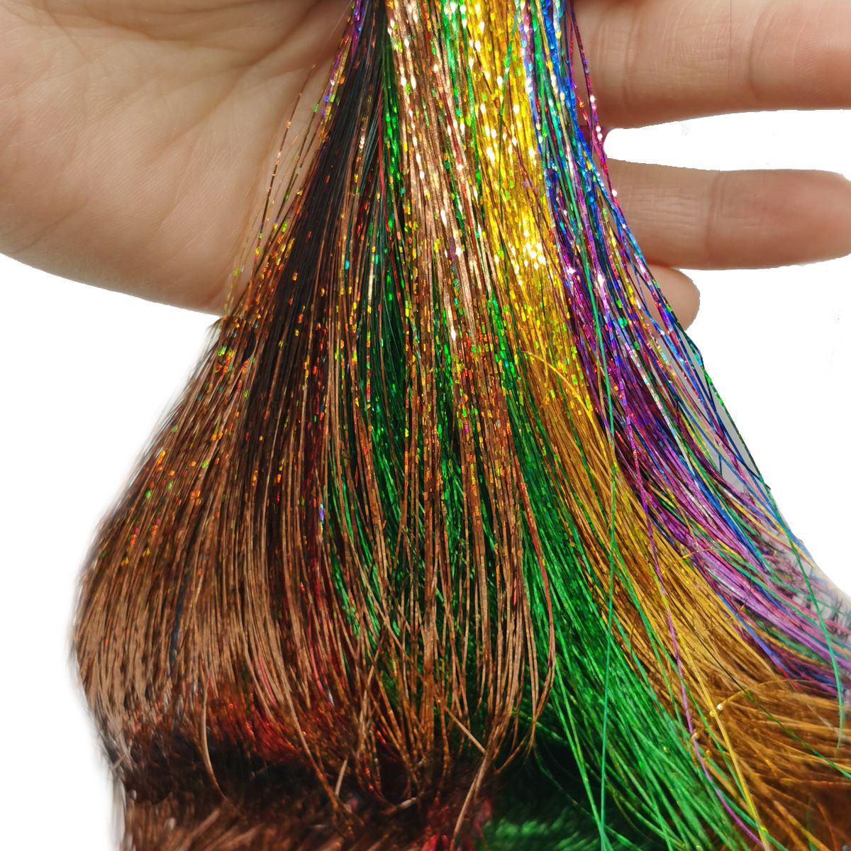 6 peças de extensões de cabelo com presilha Tinsel, pacote com 6 peças de Tinsel para cabelo de 20 polegadas, extensões de cabelo com glitter resistentes ao calor