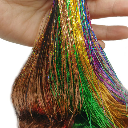 6 peças de extensões de cabelo com presilha Tinsel, pacote com 6 peças de Tinsel para cabelo de 20 polegadas, extensões de cabelo com glitter resistentes ao calor