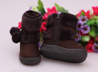 New Girls Snow Boots Winter Comfortable Thick Warm Kids Boots Lobbing Ball Thick Children Autumn Cute Boys Boots Princess Shoes