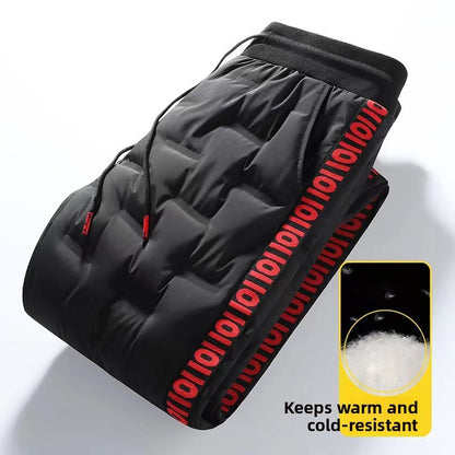 Calças Térmicas Masculinas Forradas em Lã Thiened Inverno Calças Justas Aquecimento Roupa Interna de Algodão Calças Compridas de Lazer para Adolescentes