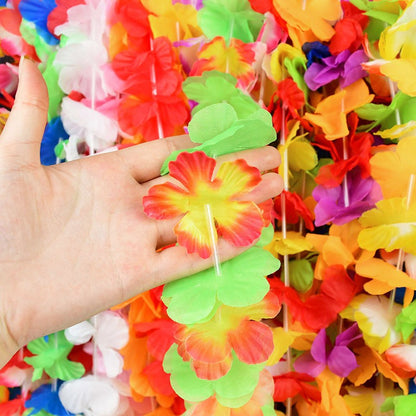 10/20/50pcs Hawaiian Flower Wreath Necklace Summer Tropical Birthday Party Decoration Luau Wedding Artificial Flower Garland Lei