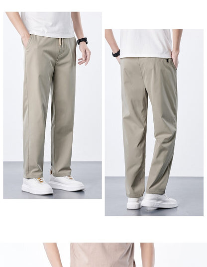 Calça Masculina Casual de Verão Seda Gelo Calça com Elástico na Cintura Calça de Corrida Fresca Respirável 5GG