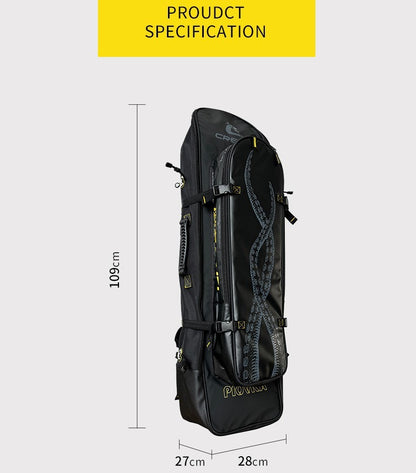 Cressi Fishing Freediving Fin Bag Backpack for Spearfishing Equipment Waterproof Scuba Long Blade Piovra