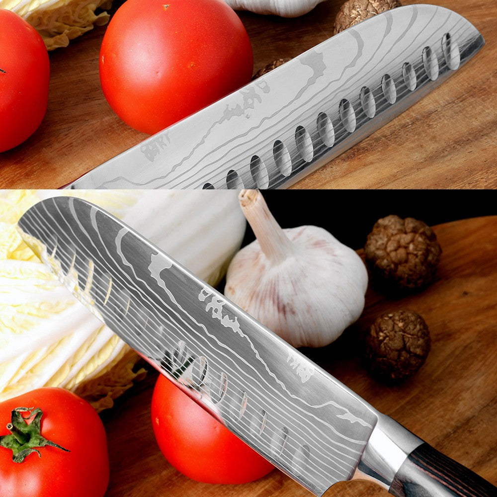 ZENG 3pcs Hot Sale Kitchen knife Stainless Steel 8inch Chef Knife,Santoku Knife, 6inch Utility Knife Kitchen Convenience Set