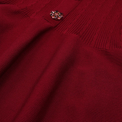 High Quality Spring And Autumn New Fashion Knitted Heavy Industry Pearl Slim Fit And Slimming Round Neck Long Sleeved Dress