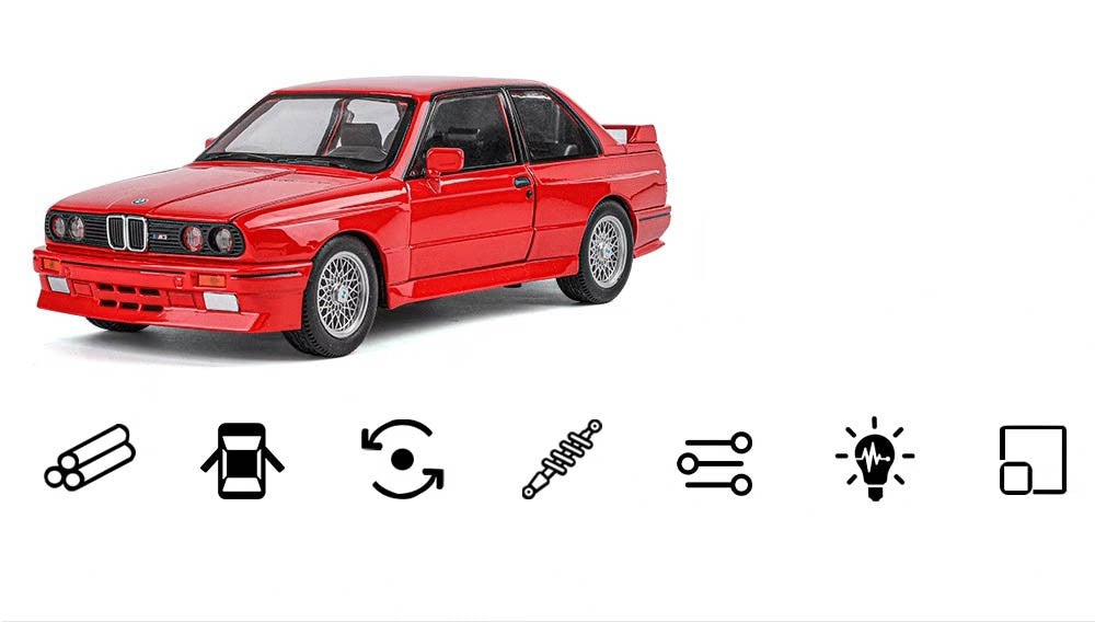 1:24 1988 BMW E30 M3 IM Liga Escala Modelo Carro Diecast Miniatura de Metal Carro Som?Luz Coleção de Carros Clássicos Brinquedo Infantil Veículo