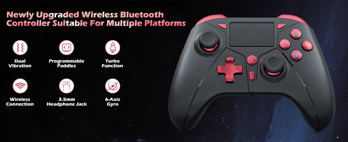 Wireless Controller For PlayStation5/PS5/PS4/PC/iOS/Switch,Game Joystick 6-Axis Gyro,Dual Vibration,Turbo,Remote Control Gamepad