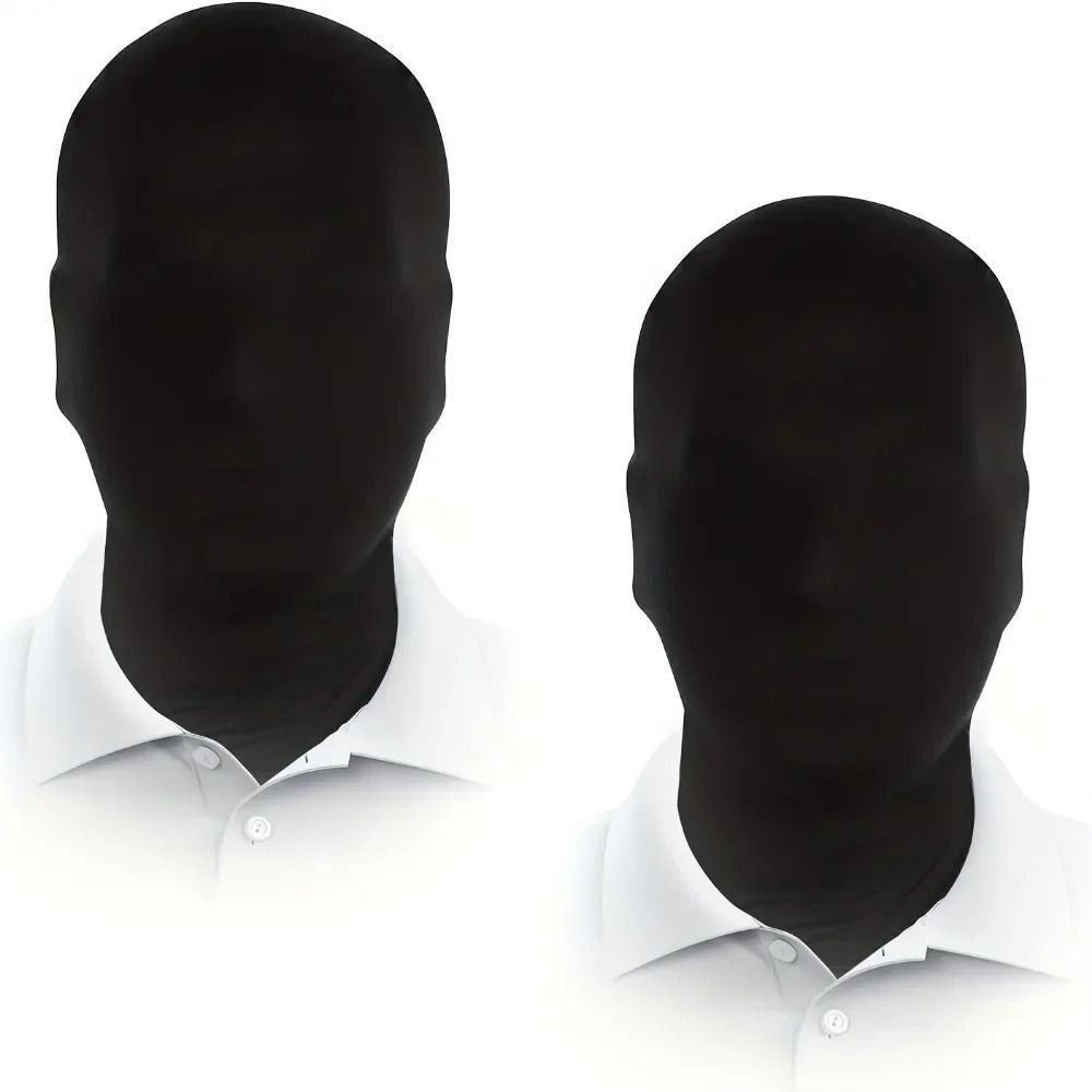 2pcs Black Cosplay Full Mask Thin Breathable Hood Cosplay Prop Party Decoration Ghost Festival Accessories Cosplay Head Cover