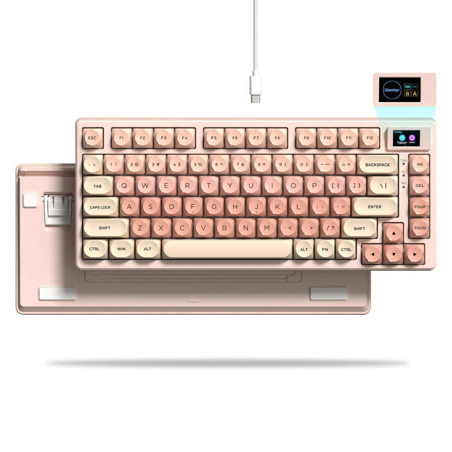 Teclado Mecânico Gamer com Fio e Tela OLED, Hot-Swappable de Teclas Completas, Retroiluminação RGB Pudding para PC, Computador, Notebook
