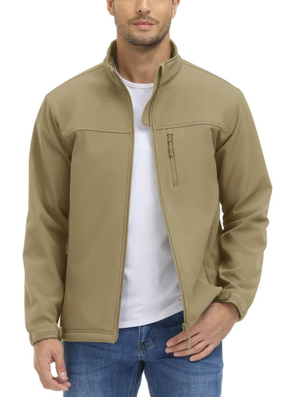 TACVASEN Waterproof Fleece Lining Windbreaker Mens Winter Work Jackets Zipper Pocket Casual Coats Full Zip Outwear Tops