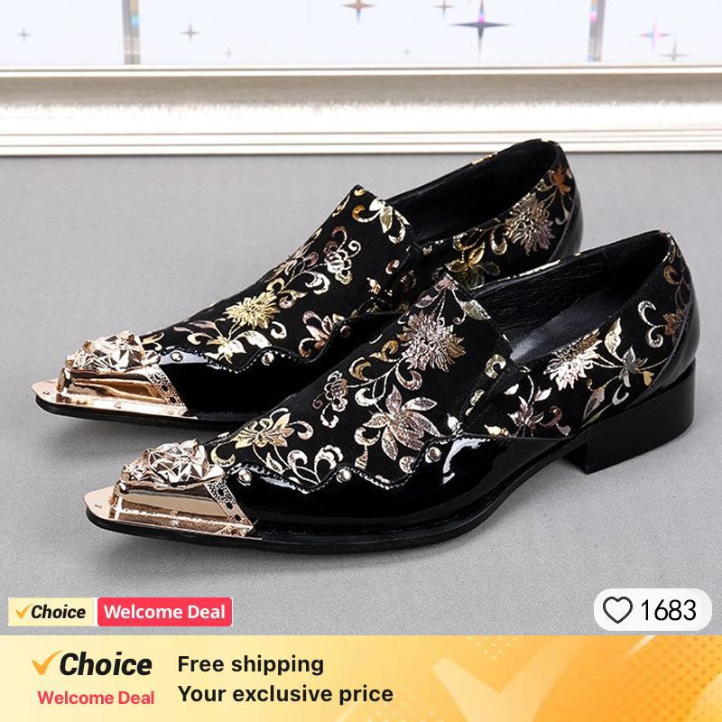 luxury mens shoes Stick diamond red  metal pointed party wedding Dress shoes man