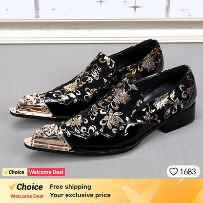 luxury mens shoes Stick diamond red  metal pointed party wedding Dress shoes man