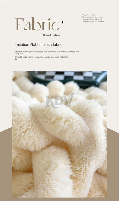 Luxury Soft Faux Rabbit Fur Throw Blanket Fluffy Warm Solid Color Plush Blanket for Sofa Bed Single Double Spring Autumn Plaid