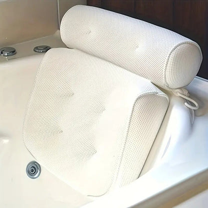 1 spa bathtub pillow with anti slip suction cups for neck and back support, bathtub/bathroom accessory