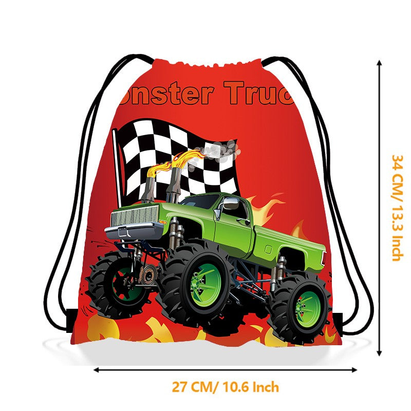 5/10/20/30/40/50pcs Monster Truck Party Favors Racing Truck Party Gift Bag Drawstring Backpacks Truck Birthday Party Decorations