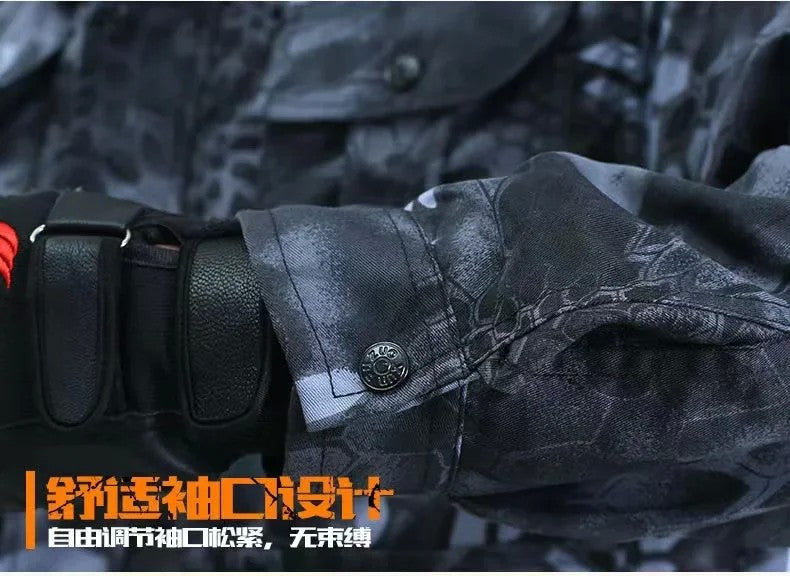 Black Python Pattern Wear-resistant Overalls Labor Insurance Cloth Uniform Men's Soft Tracksuit Outdoor Suit