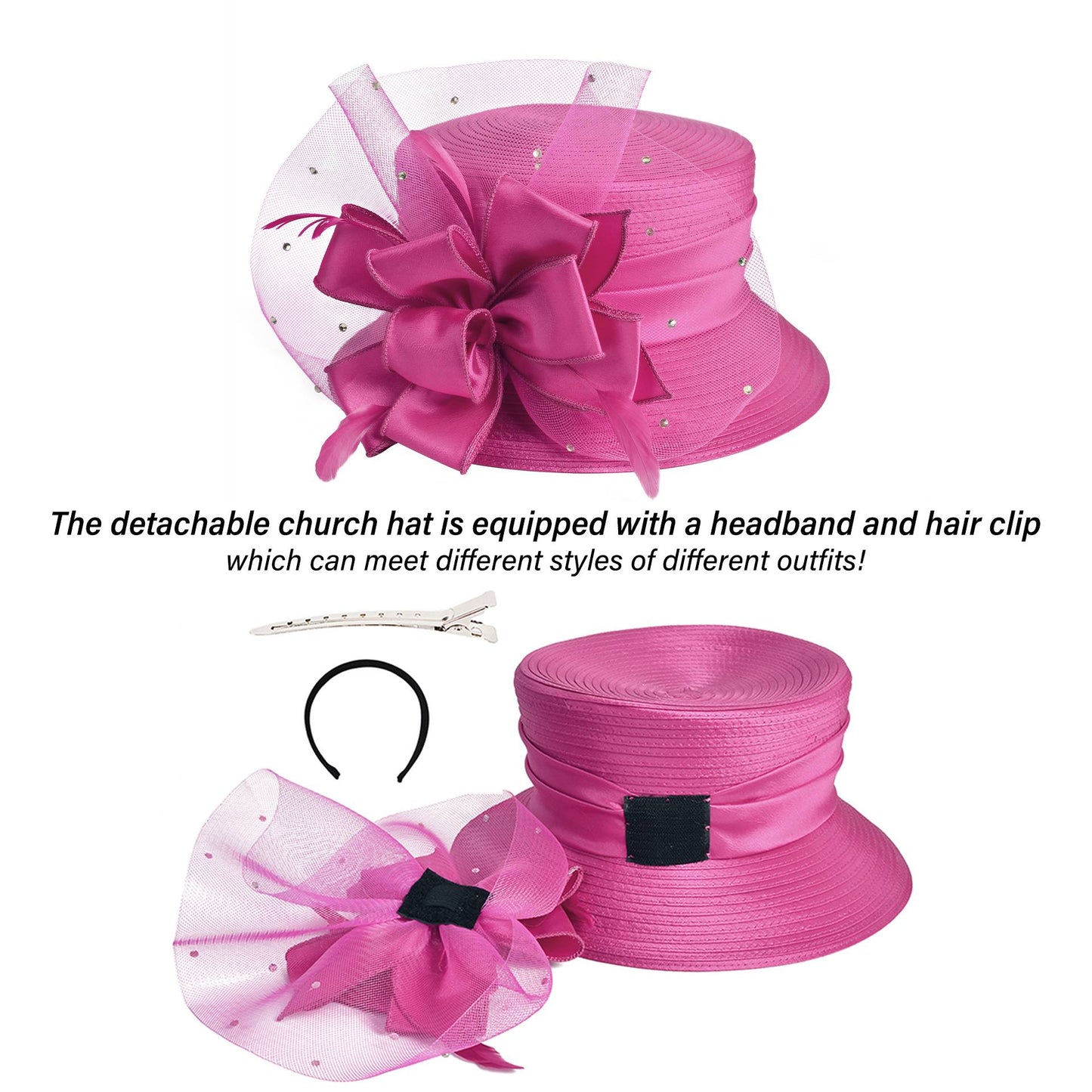 Chapéus de igreja elegantes e sofisticados para mulher, com diamantes, 2025, chapéus de casamento, fascinators para mulher