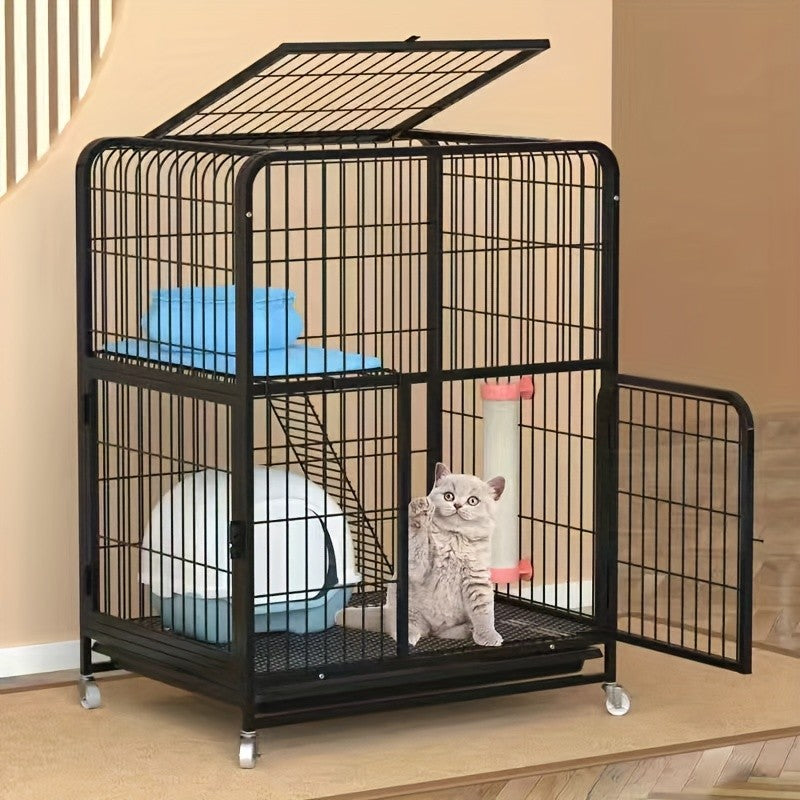 Gaiola para Cães com Tubo Quadrado Preto, Extra Grande, Espaço Livre, Casa para Gatos de Estimação, Casas Internas para Gatos de Pequeno e Médio Porte