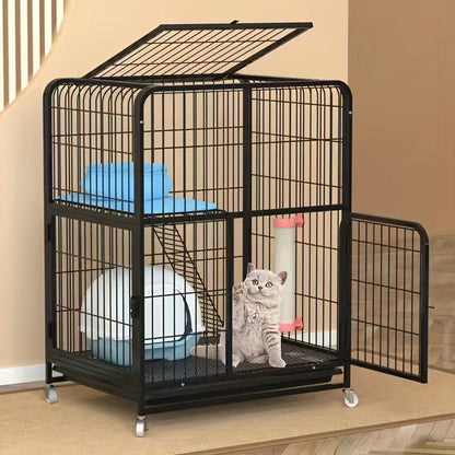Gaiola para Cães com Tubo Quadrado Preto, Extra Grande, Espaço Livre, Casa para Gatos de Estimação, Casas Internas para Gatos de Pequeno e Médio Porte