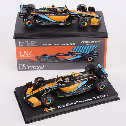 Burago 1:43 2022 McLaren MCL36 F1 Carro de Corrida N.º 3 N.º 4 Modelo de Carro em Liga