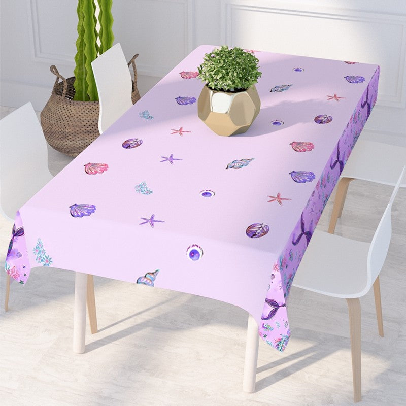 Little Mermaid Disposable Tablecloths Mermaid Birthday Party Decor 1st Birthday Girl Under the Sea Party Supplies Baby Shower