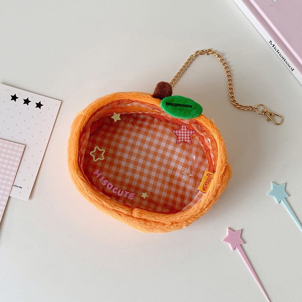 Cute Cartoon Strawberry Orange 3D Plush Doll Carrier Display Bag Student Pin Badge Ita Bag Storage Backpack