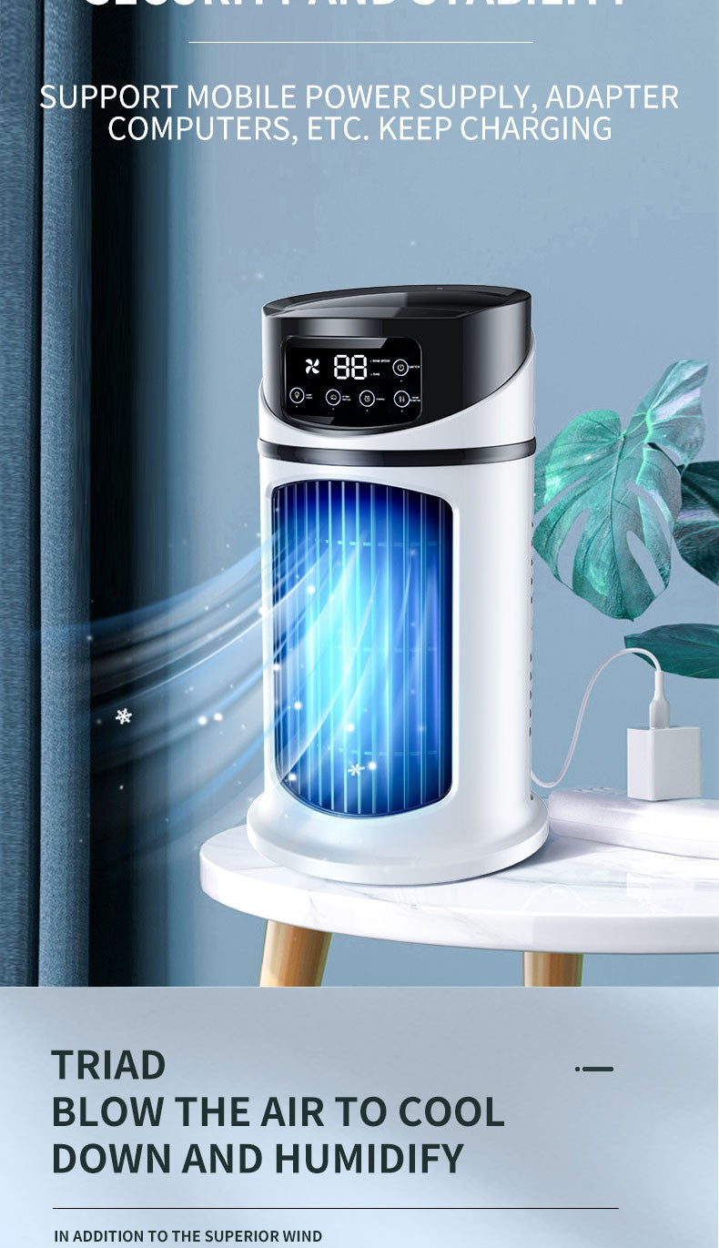 Condicionador de Ventilador Portátil com 6 Velocidades, Cooler de Névoa com Tanque de Água, Ventilador Silencioso para Dormir, Trabalhar e Estudar, Simula Vento Natural