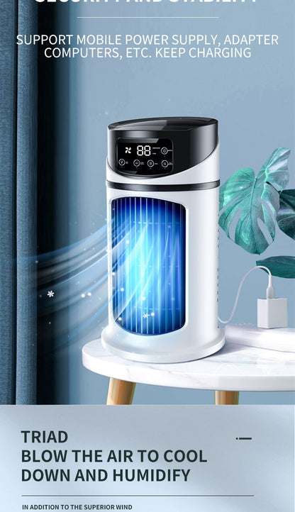 Condicionador de Ventilador Portátil com 6 Velocidades, Cooler de Névoa com Tanque de Água, Ventilador Silencioso para Dormir, Trabalhar e Estudar, Simula Vento Natural
