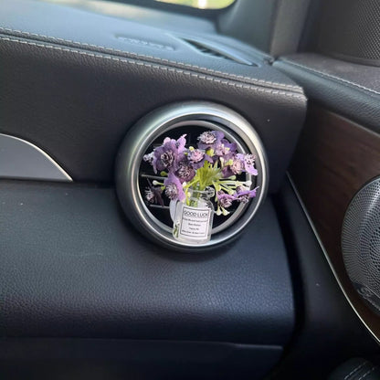 Enfeites de clipe de saída de ar do console central do carro, flores simuladas, clipe de carro, enfeites de vaso de vidro de jasmim, respira bebê para meninas, decorações