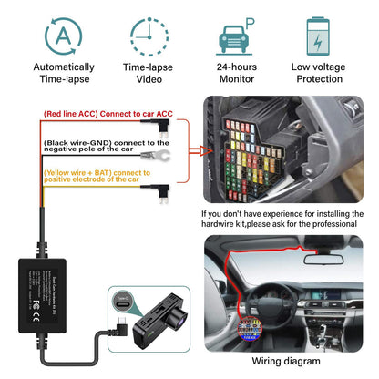 Câmera Veicular Filmadora 4 Canais Caixa Preta FHD 1080P Dianteira Esquerda Direita Traseira Visão Noturna Gravação em Loop adicionar Kit Hardwire