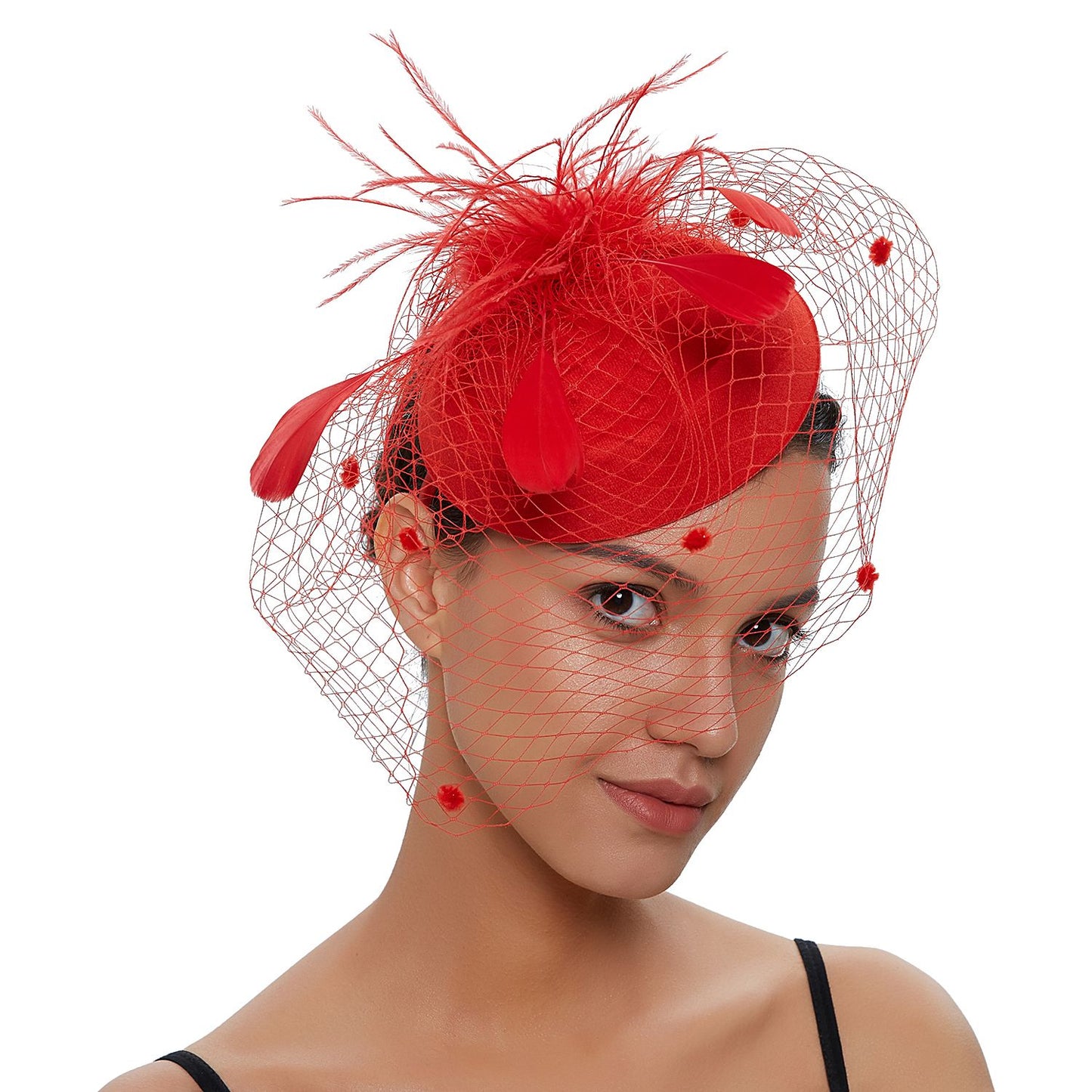 Fascinator Hat Veil Feather Fascinator Hair Clip Tea Party Pillbox Derby Hat Fascinator Bridal Wedding Veil