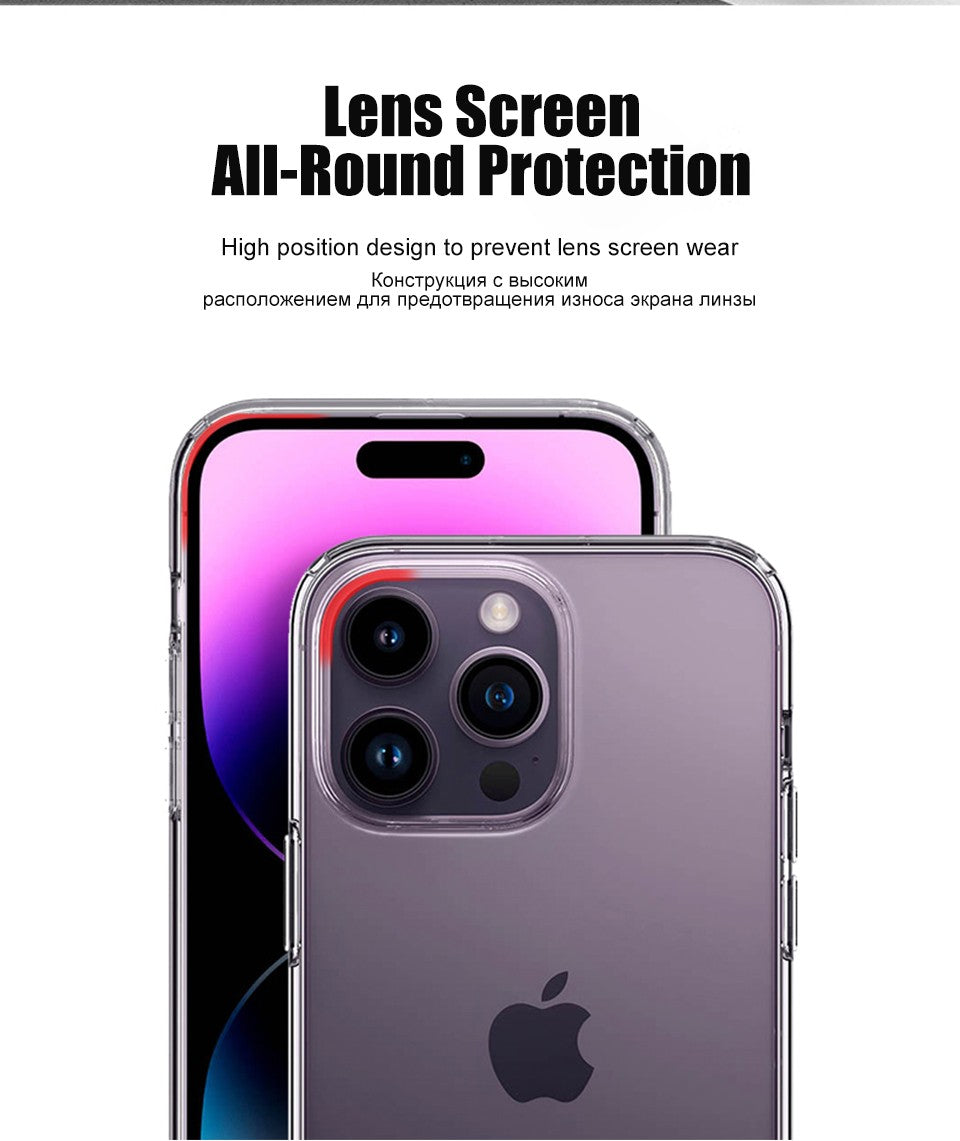 Luxury Clear Silicone Phone Case For iPhone 16 15 14 13 12 11 Pro Max XR X XS 7 8 Plus Shockproof Transparent Bumper Back Cover