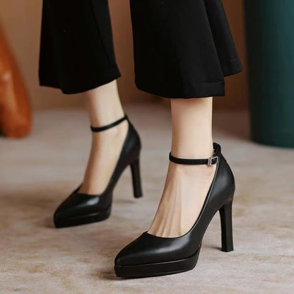 BCEBYL Spring and Autumn Casual Fashion Pointed Toe Elegant Sexy Comfortable Buckle Banquet Wedding Stiletto Heel
