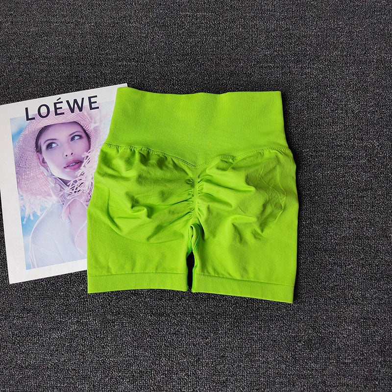 Yoga Shorts Peach Hot Girls Three-Cross Pants High Waist Knitted Pressure Running Sport Elastic Belly Lifting Butt Tight Pants