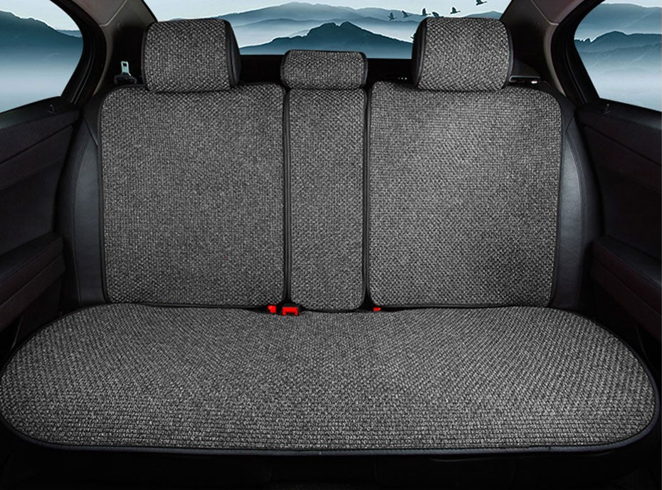 SEAMETAL Flax Car Seat Cover Breathable Sweatproof Linen Car Seat Cushion with Backrest Pad 4-Season Universal for 98% Vehicles