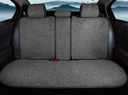 SEAMETAL Flax Car Seat Cover Breathable Sweatproof Linen Car Seat Cushion with Backrest Pad 4-Season Universal for 98% Vehicles