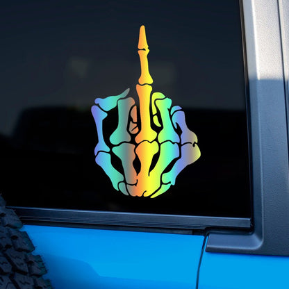 Skull Skeleton Bone Middle Finger Flipping Off Vinyl Decal Car Sticker Waterproof Auto Decors for Bumper Rear Window