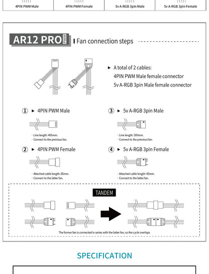 Aigo AR12PRO Computer Case Fan Ventoinha PC 120mm RGB Fan 4pin PWM CPU Cooling Fan 3pin5v Unlimited Space Argb 12cm Ventilador