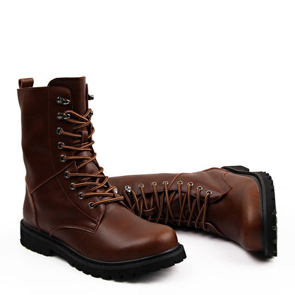 Botas Táticas Militares Masculinas Botas de Tornozelo de Deserto de Cano Alto Quentes e Antiderrapantes com Cadarço para Outono Inverno Masculino de Tamanho Grande