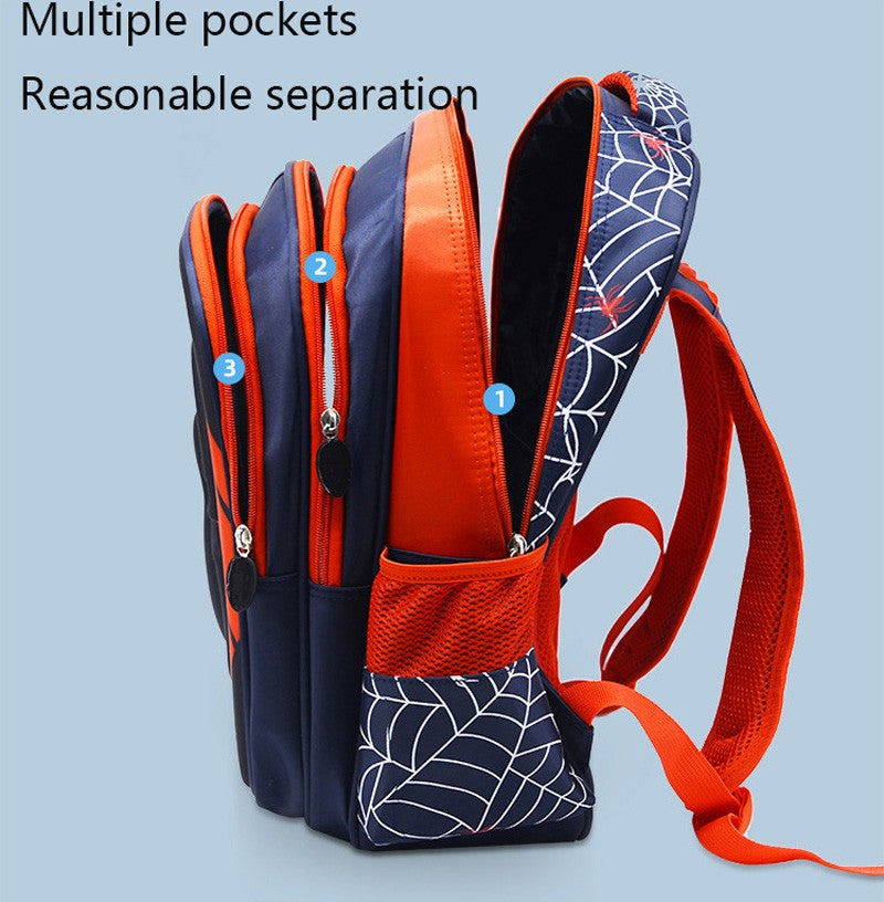 Bolsa Tiracolo Infantil Aranha 3D Tridimensional Desenho Animado, Estojo Escolar Menino Menina Adolescente, Mochila Infantil 2 Peças Impermeável