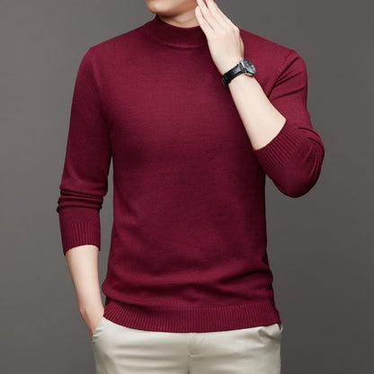 Half Turtleneck Knitwear Sweater New Autumn/Winter Mock Neck Sweatshirts Solid Color Pullovers Man Brand Casual Mens Clothing