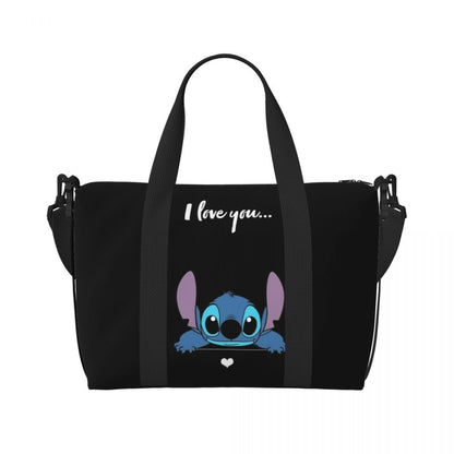 Custom Large SLilo And Stitch Cartoon Tote Bag Women Anime Shopping Shoulder Beach Gym Travel Bag