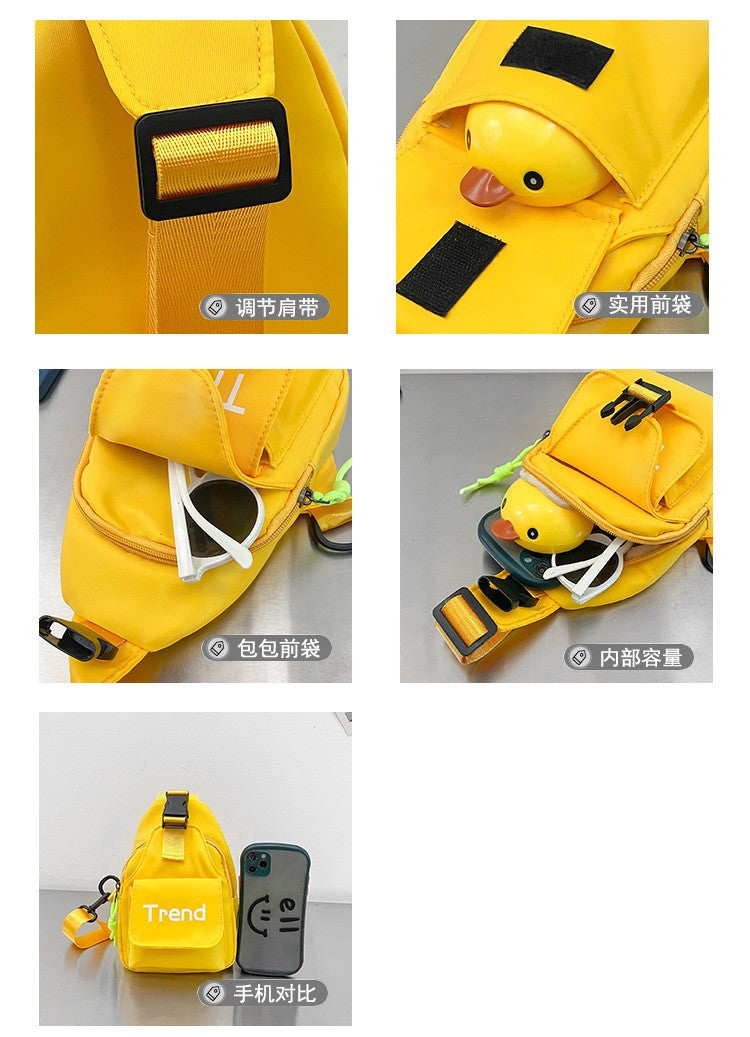 Bolsa de ombro infantil de cor lisa com letras simples, moderna, de nylon, para crianças, bolsa transversal, fofa, casual, para meninos, pochete, bolsa de mão