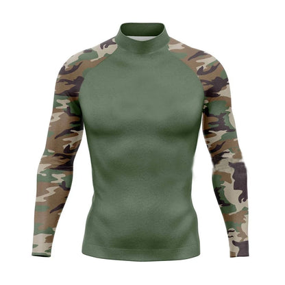 New Men's Surfing Shirt Spray Camo Lycra Rashguard Surf Sportswear Beach UV Swimwear UPF50+ Clothes