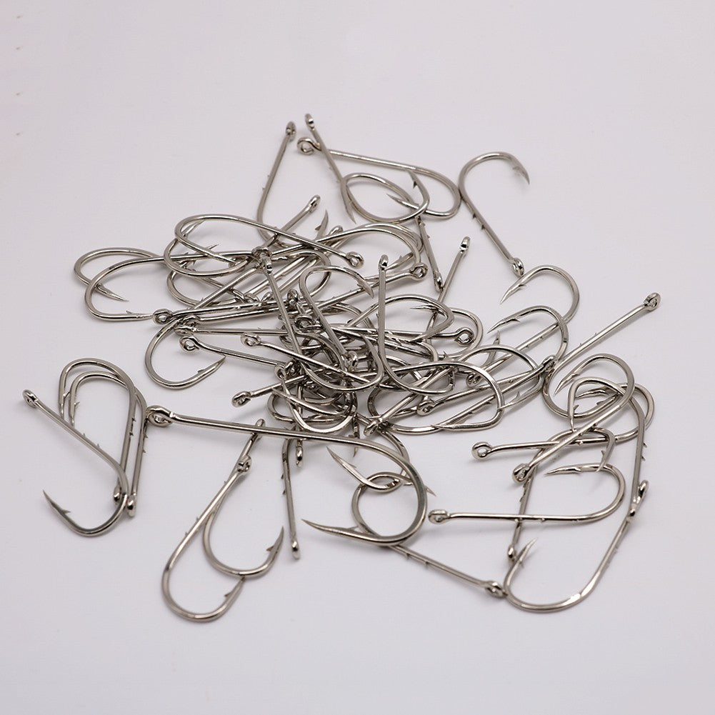 50pcs/Box Barbed High Carbon Steel Fishing Hooks Sea Worm Carp Single Circle Hook Set Fly Fishing Accessories Tackle  Fishhook