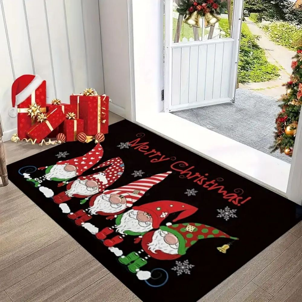 VIKAMA Modern Style Christmas Bath Door Mat Non-Slip Absorbent Rug Water Absorbing Skid-Resistant Mat for Bathroom Home Decor