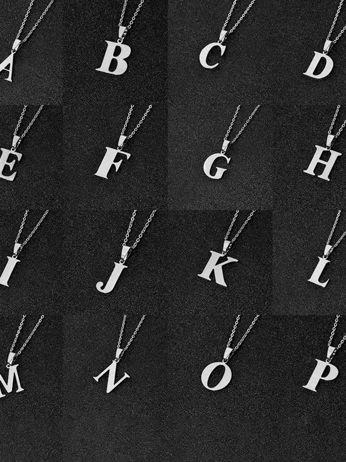 DGIDDK Aço Inoxidável Moda Simples A-Z Colar de Letra Pequena Pingente Inicial Corrente Fina Alfabeto Joia de Presente para Homens e Mulheres