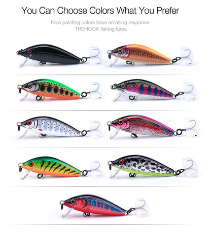 TREHOOK Jerkbait para Baixo Truta Pique Isca de Pesca Minnow Afundando 50mm 5g Isca Dura Wobblers Crankbait Pesca Artificial