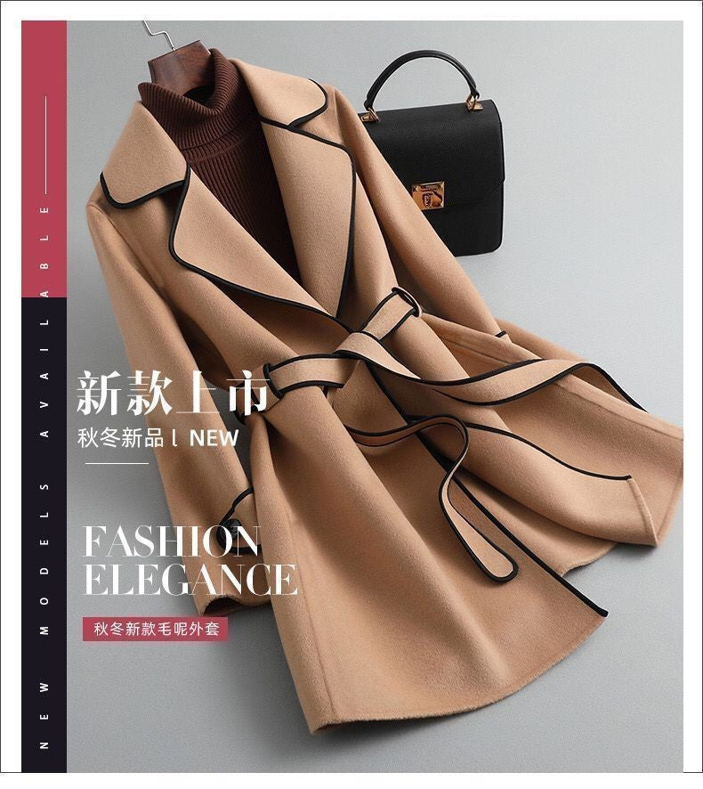 Women's Autumn Winter New Fashionable Style Loose Warm Wool Coat Mid-length